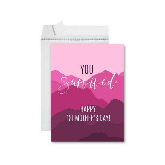 Koyal Wholesale Funny Mother's Day Jumbo Card With Envelope, You Survived Happy 1st Mother's Day, Set of 1