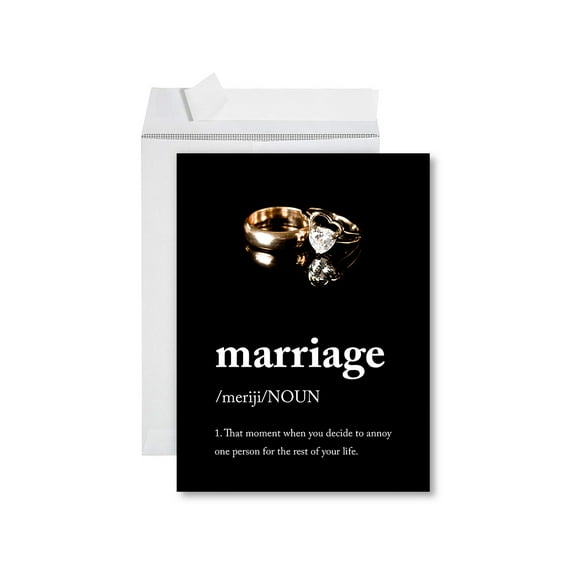 Koyal Wholesale Funny Wedding Jumbo Card, Marriage Definition Blank Congratulations Greeting Card with Envelope, 1-Pk