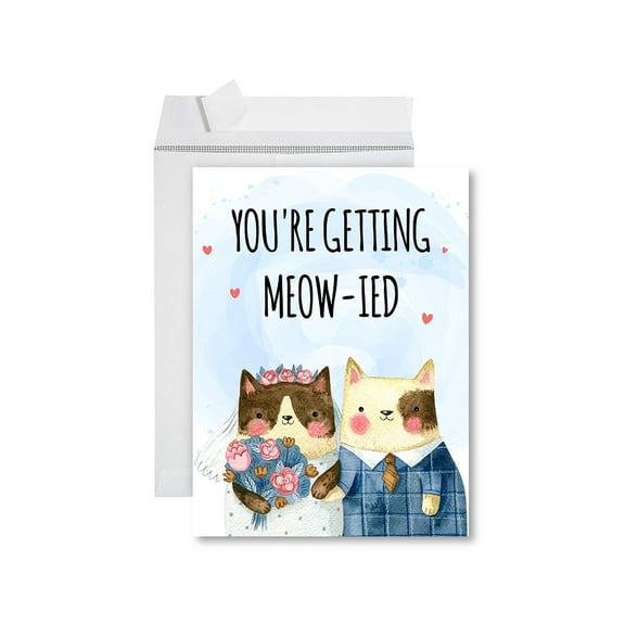 Koyal Wholesale Funny Wedding Jumbo Card, You're Getting Meow-ied, Congratulations Greeting Card with Envelope, 1-Pk