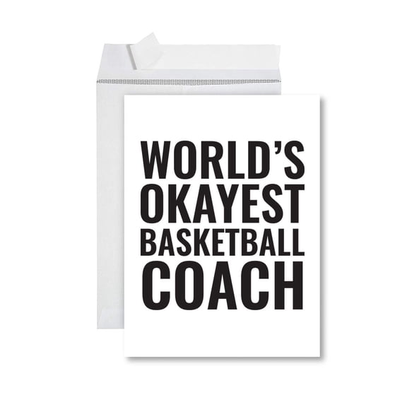 Koyal Wholesale Funny World's Okayest, Blank Greeting Card with Envelope, Humour, Banter, Basketball Coach, Set of 1