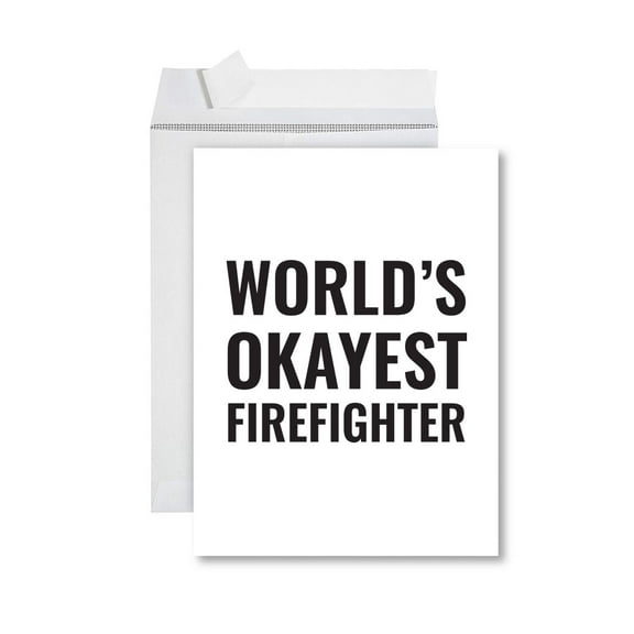 Koyal Wholesale Funny World's Okayest, Blank Greeting Card with Envelope, Humour, Banter, Firefighter, Set of 1