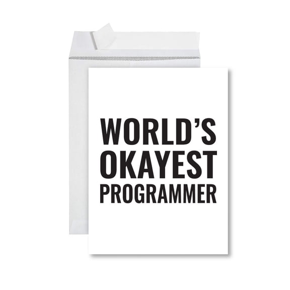 Koyal Wholesale Funny World's Okayest, Blank Greeting Card with Envelope, Humour, Banter, Programmer, Set of 1