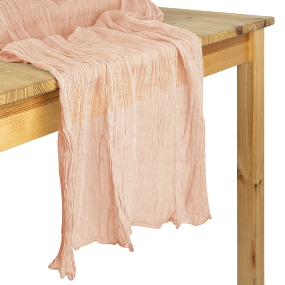 Koyal Wholesale Gauze Cheesecloth Table Runner Fabric Netting Sheer Tablecloth, Blush Pink