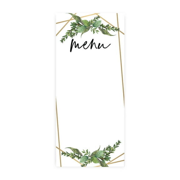 Koyal Wholesale Geometric Copper and Greenery Printable Wedding Paper Menu Cards for DIY Printer, 52-Pack