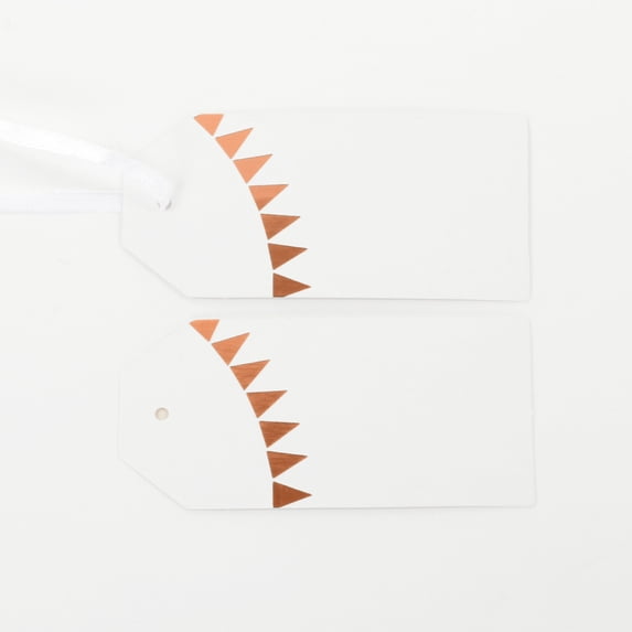 Koyal Wholesale Gift Tag Rose Gold Foil Pennant Banner Favor Tags, in Bulk 100-Pack with Gift Tag Ribbon
