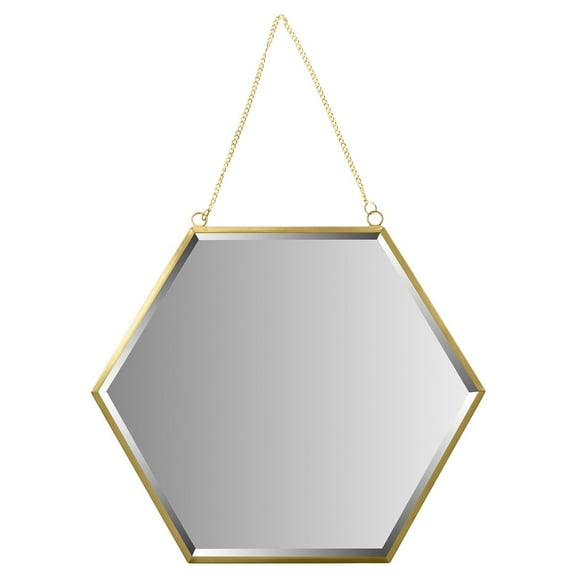 Koyal Wholesale Gold Beveled Hexagon Mirror for Wall Decor, Modern Hanging Home Décor, 12 Inch Wall Mirror