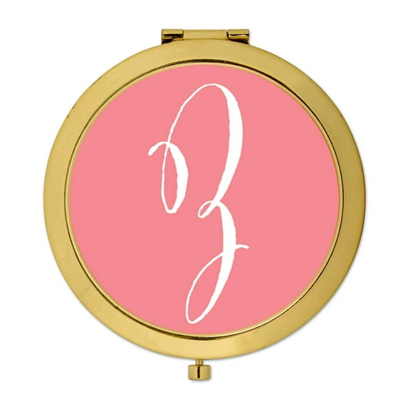 Koyal Wholesale Gold Compact Mirror Bridesmaid's Wedding Gift, Coral, Monogram Letter Z, 1-Pack