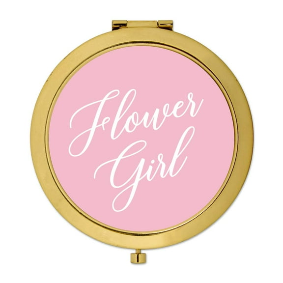 Koyal Wholesale Gold Compact Mirror Flower Girl Wedding Gift, Blush Pink, 1-Pack