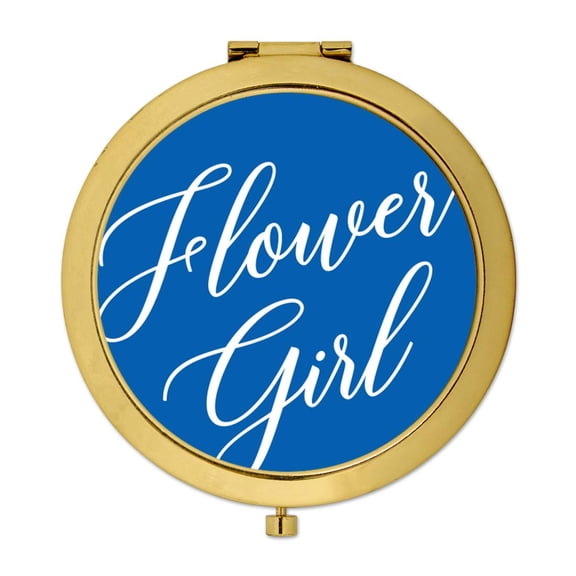 Koyal Wholesale Gold Compact Mirror Flower Girl Wedding Gift, Royal Blue, 1-Pack