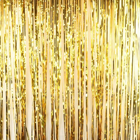 Koyal Wholesale Gold Foil Fringe Party Door Curtain, 2-Pack