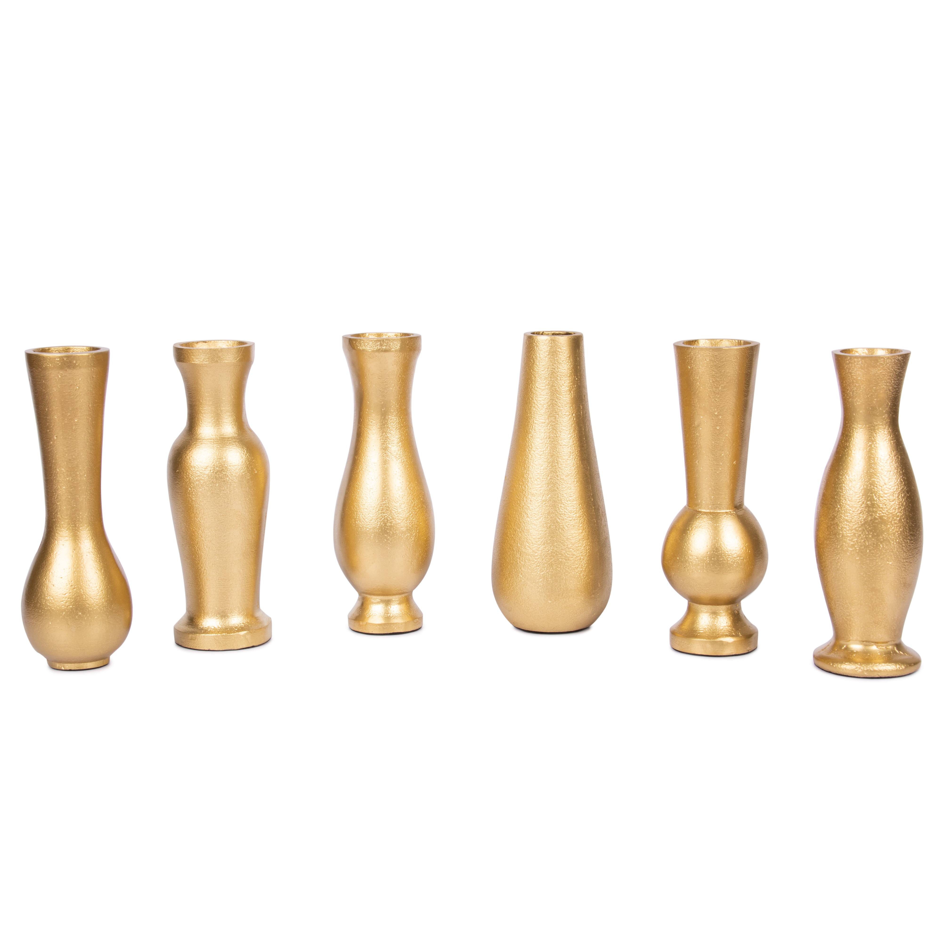 Gold Finish Metal Bud Vases Set for Table Decor