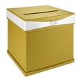 thumbnail image 1 of Koyal Wholesale Gold Wedding Card Box with Slot, White Satin Ribbon and Rhinestone Buckle, 10" x 10" Card Holder, 1 of 5