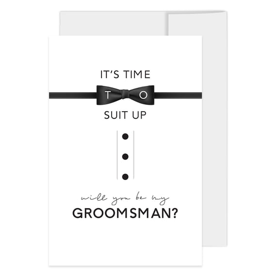 Koyal Wholesale Groomsmen Proposal Cards with Envelopes, Set of 16 It's Time To Suit Up Will You Be My Groomsman?