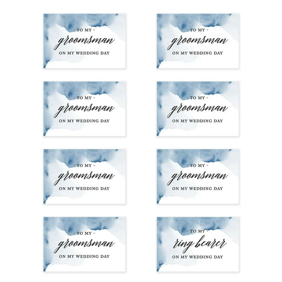 Koyal Wholesale Groomsmen Wedding Day Gift Cards with Envelopes set of 8 Blue Watercolor On My Wedding Day Cards