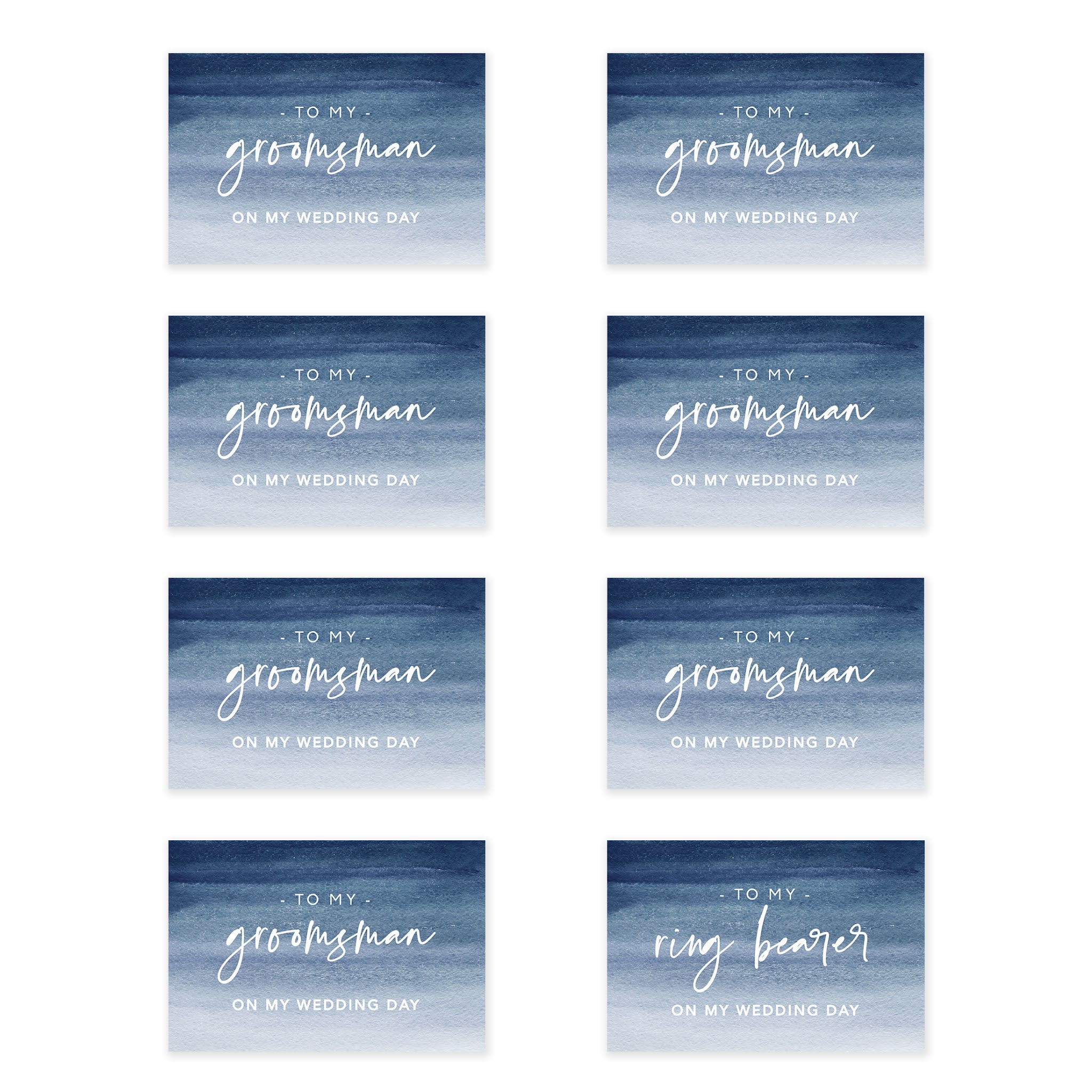 Koyal Wholesale Groomsmen Wedding Day Gift Cards with Envelopes set of 8 Navy Blue Ombre On My Wedding Day Cards