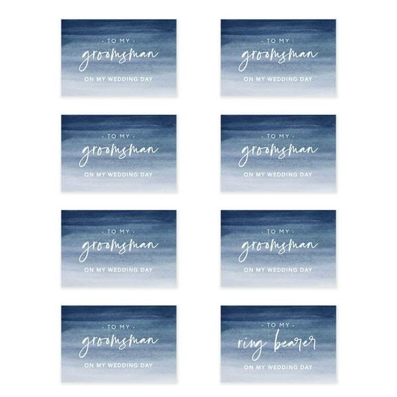 Koyal Wholesale Groomsmen Wedding Day Gift Cards with Envelopes set of 8 Navy Blue Ombre On My Wedding Day Cards
