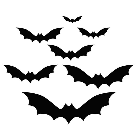 Koyal Wholesale Halloween Bat Stickers, Black Indoor, Outdoor, Waterproof Vinyl Decor for Walls & DIY, Pk-180