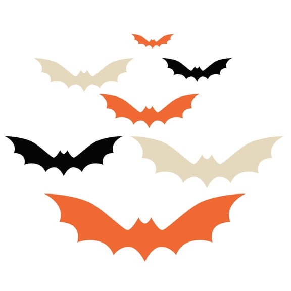 Koyal Wholesale Halloween Bat Stickers, Black, Orange, & Tan, Waterproof Vinyl Decor for Walls & DIY, Pk-180