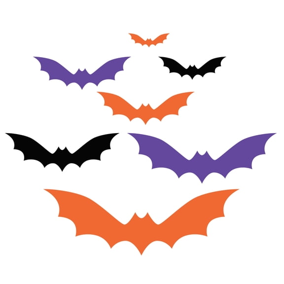 Koyal Wholesale Halloween Bat Stickers, Black, Purple, & Orange, Waterproof Vinyl Decor for Walls & DIY, Pk-180