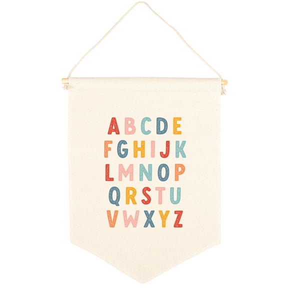 Koyal Wholesale Hanging Wall Canvas Banner, Colorful Alphabet Canvas, Nursery Wall Decoration Banner, 1-Pk
