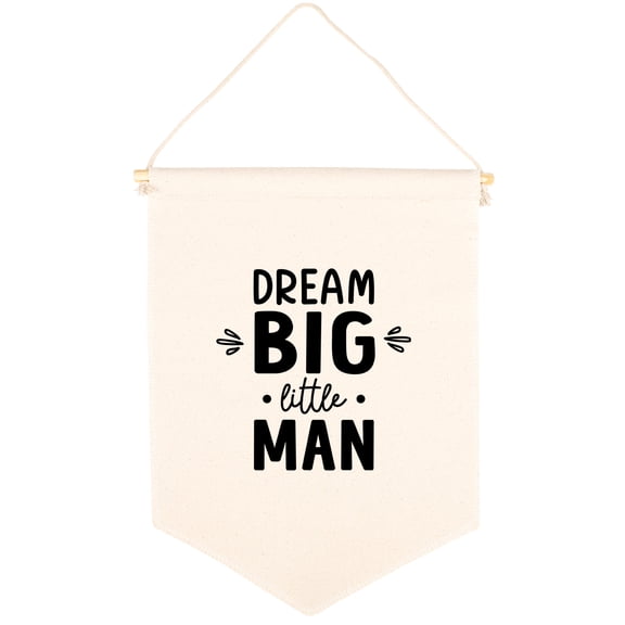 Koyal Wholesale Hanging Wall Canvas Banner, Dream Big Little Man Canvas, Nursery Wall Decoration Banner, 1-Pk