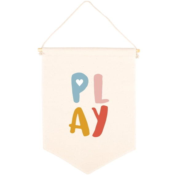 Koyal Wholesale Hanging Wall Canvas Banner Rainbow Play Canvas, Nursery Wall Decoration Banner, 1-Pk