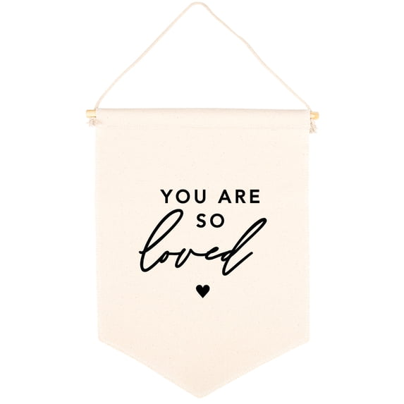 Koyal Wholesale Hanging Wall Canvas Banner, You Are So Loved Canvas, Nursery Wall Decoration Banner, 1-Pk