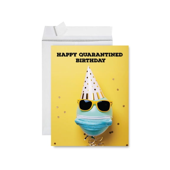 Koyal Wholesale Happy Birthday Quarantine Jumbo Card, Happy Quarantined Birthday, Party Hat Design