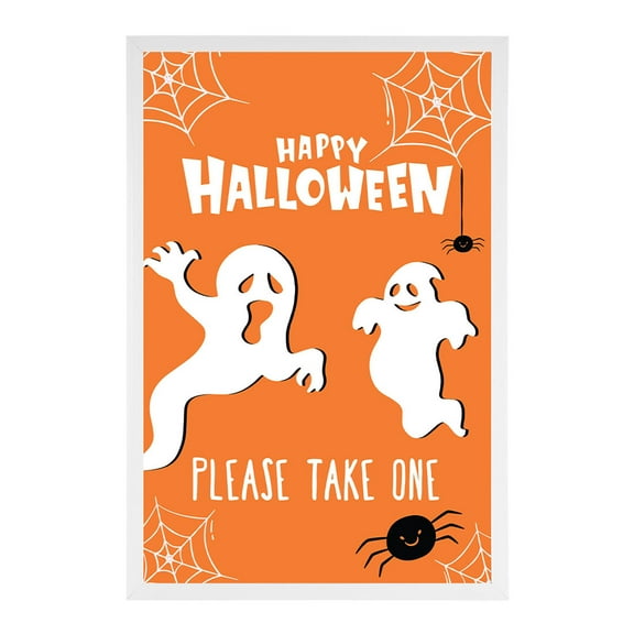 Koyal Wholesale Happy Halloween Candy Sign, Scary Ghosts Halloween Signs 12 x 18 Inch Frame Included