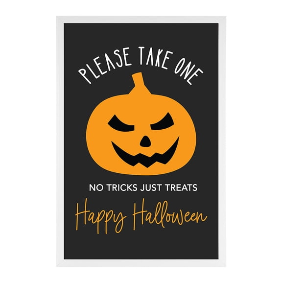 Koyal Wholesale Happy Halloween Candy Sign, Scary Pumpkin Halloween Signs 12 x 18 Inch Frame Included