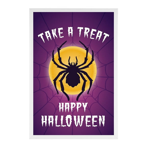 Koyal Wholesale Happy Halloween Candy Sign, Tarantula Halloween Signs 12 x 18 Inch Frame Included