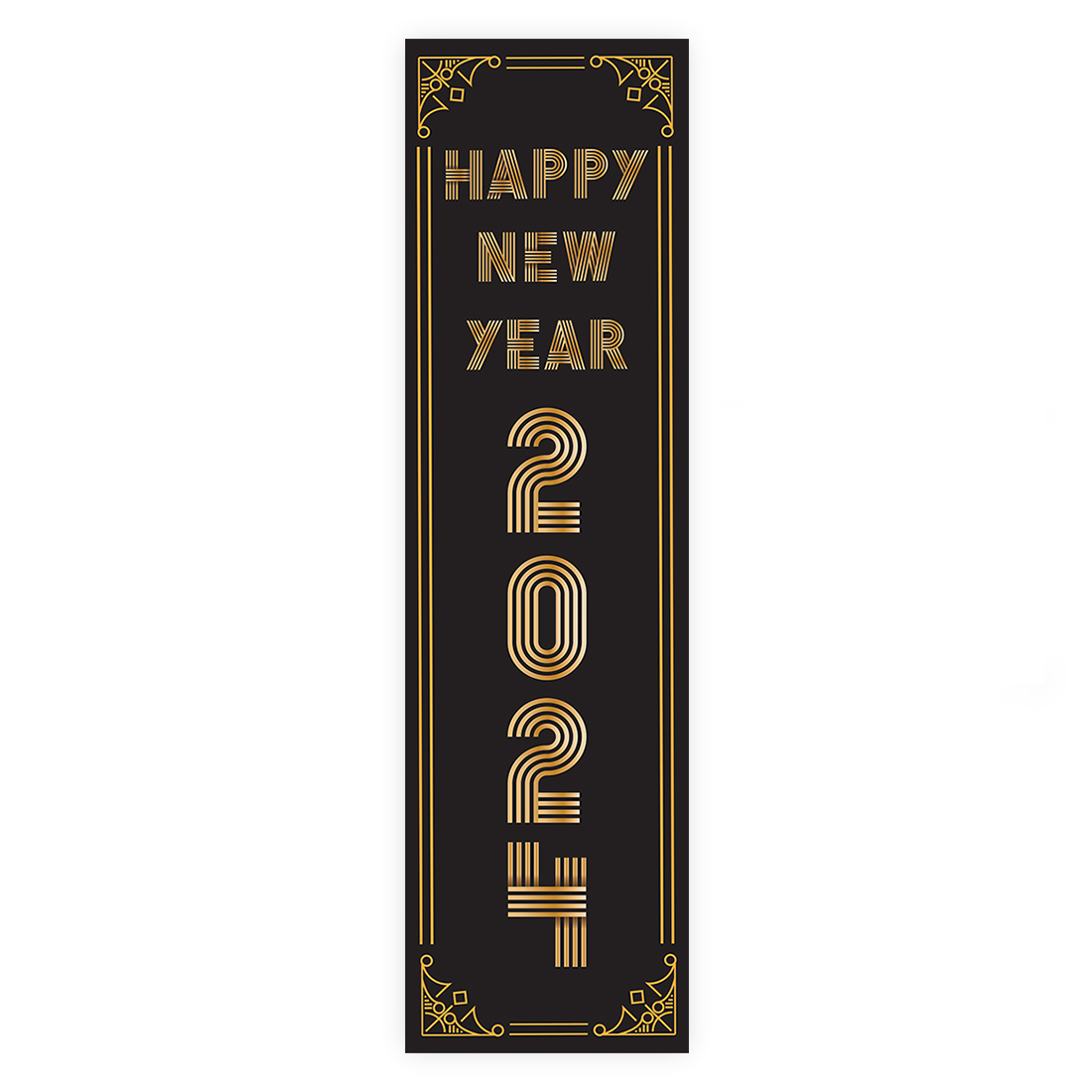 Koyal Wholesale Happy New Year Banner 2024, Vertical Black and Gold ...