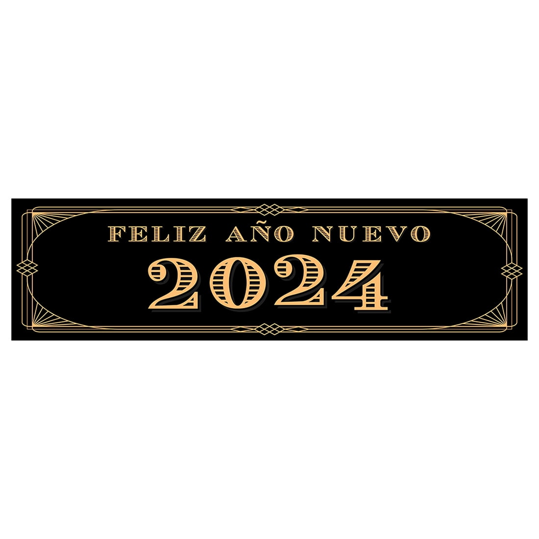 Koyal Wholesale Happy New Year Banner 2024 in Spanish, Feliz Año Nuevo Backdrop, Black & Gold