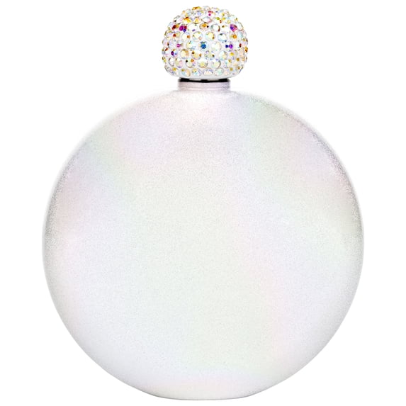 Koyal Wholesale Iridescent Glitter Round Flasks with Rhinestone Lid for Bridesmaid, Bridesmaid, 1-Pack