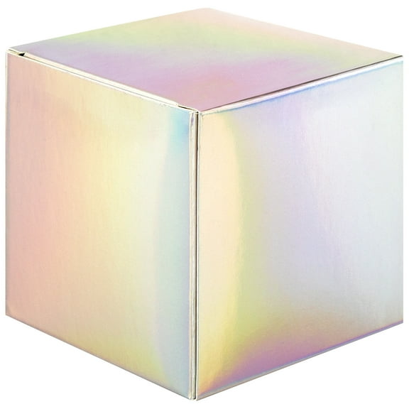 Koyal Wholesale Iridescent Party Favor Boxes, 3 x 3 x 3 inch, 50 Pack, Holographic Foil Treat Boxes, Gift Tuck Box