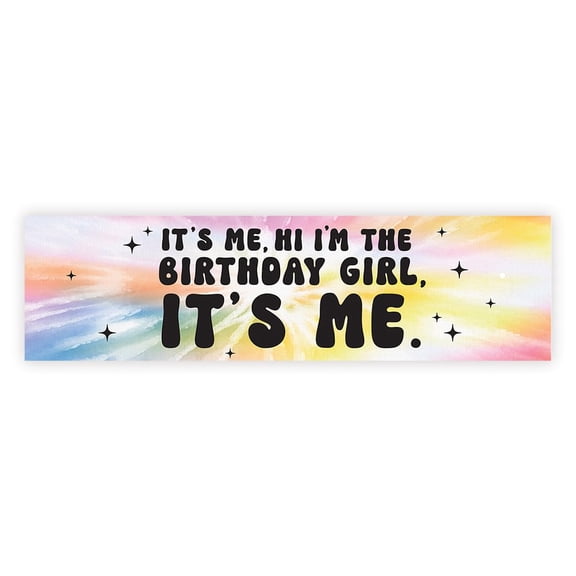 Koyal Wholesale Its Me Hi Im the Birthday Girl Retro Tie Dye Banner, Disco Party Dcor, 13"x47"