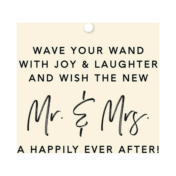 Koyal Wholesale Ivory Fancy Frame Wedding Ribbon Wand Favor Tags, Wave Your Wand With Joy & Laughter, 96-Pack