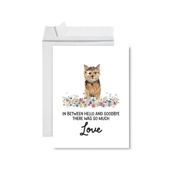 Koyal Wholesale Jumbo Pet Sympathy Card with Envelope, Norwich Terrier, Dog Grief Bereavement Card 8.5" x 11", 1-Pk
