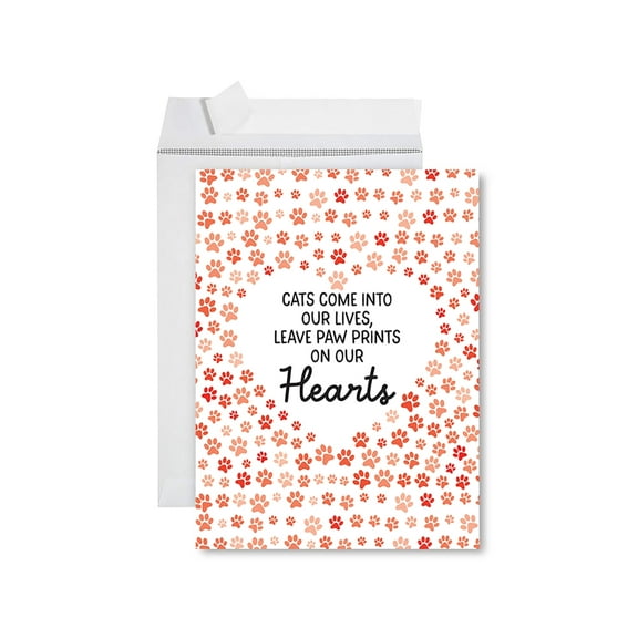 Koyal Wholesale Jumbo Pet Sympathy Card with Envelope, Sorry For Your Loss Cats Leave Paw Prints On Our Hearts, 1-Pk