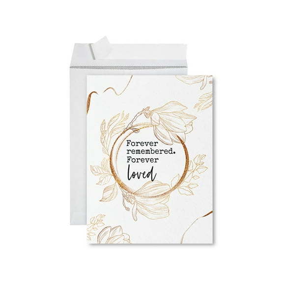 Koyal Wholesale Jumbo Sympathy Card with Envelope, Sorry For Your Loss Card, Forever Remembered Forever Loved, 1-Pk