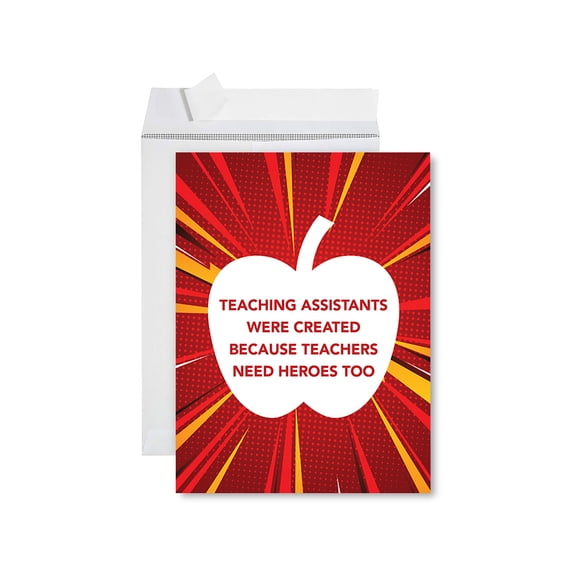 Koyal Wholesale Jumbo Teacher Appreciation Cards - Creative Thank You Card with Envelope, Heroes Teacher Assistants