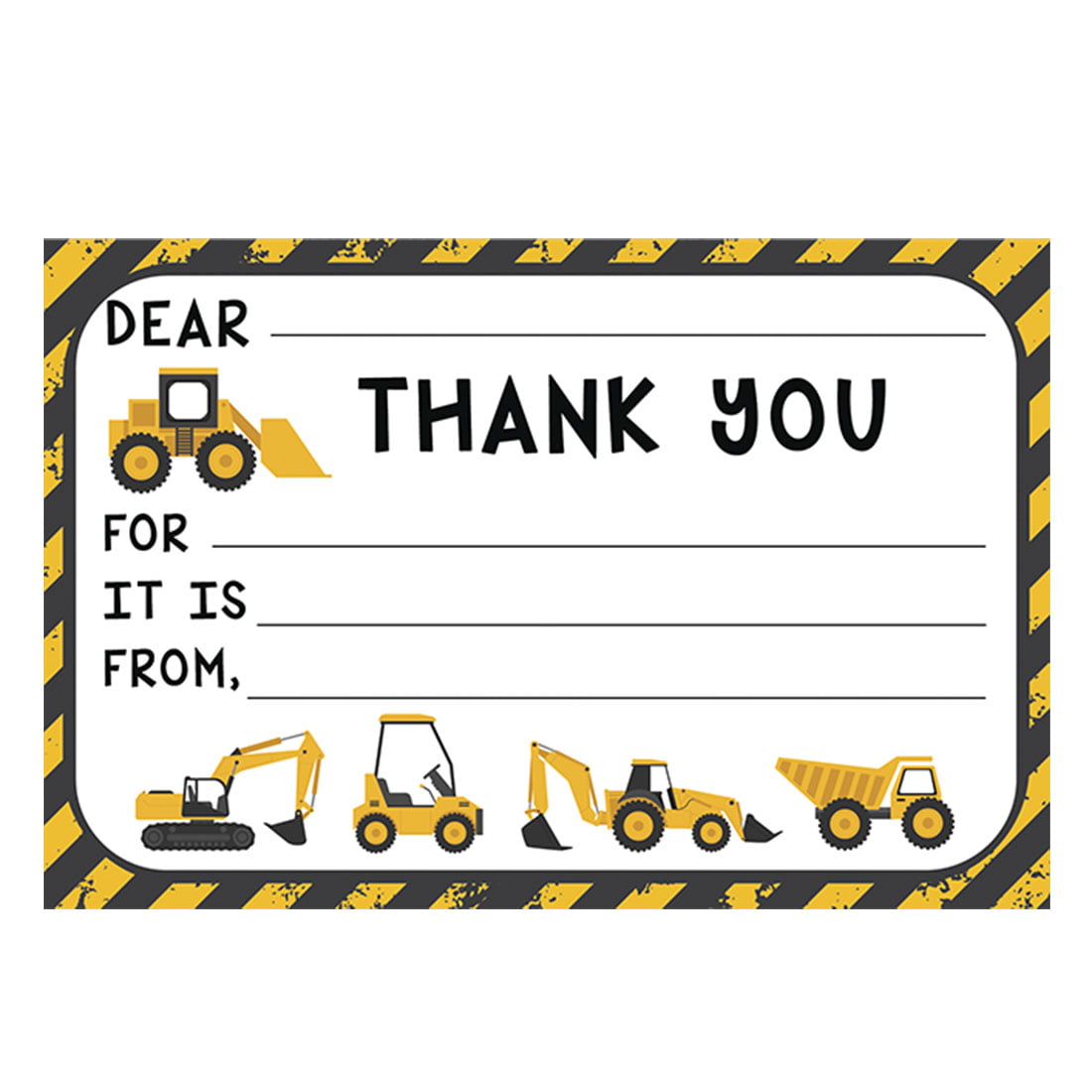 Koyal Wholesale Kids Fill in the Blank Thank You Cards - 20 Cards Including  Envelopes Construction Trucks