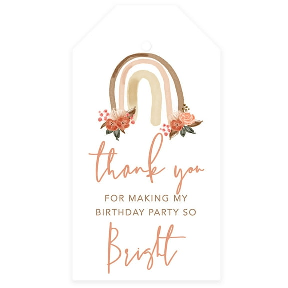 Koyal Wholesale Kids Party Favor Classic Thank You For Making My Birthday Party So Bright Gift Tags, Boho Rainbow Tags