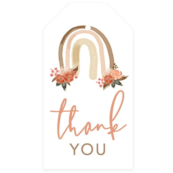 Koyal Wholesale Kids Party Favor Classic Thank You Tags with String, Boho Rainbow Birthday Gift Tags, For Party Favors