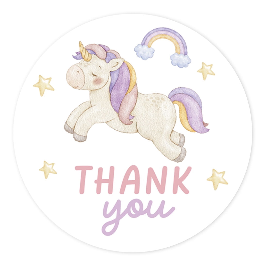 Koyal Wholesale Kids Party Favor Thank You Stickers, 80-Pk 2-Inch Round Unicorn Birthday Stickers For Kids Party Favors