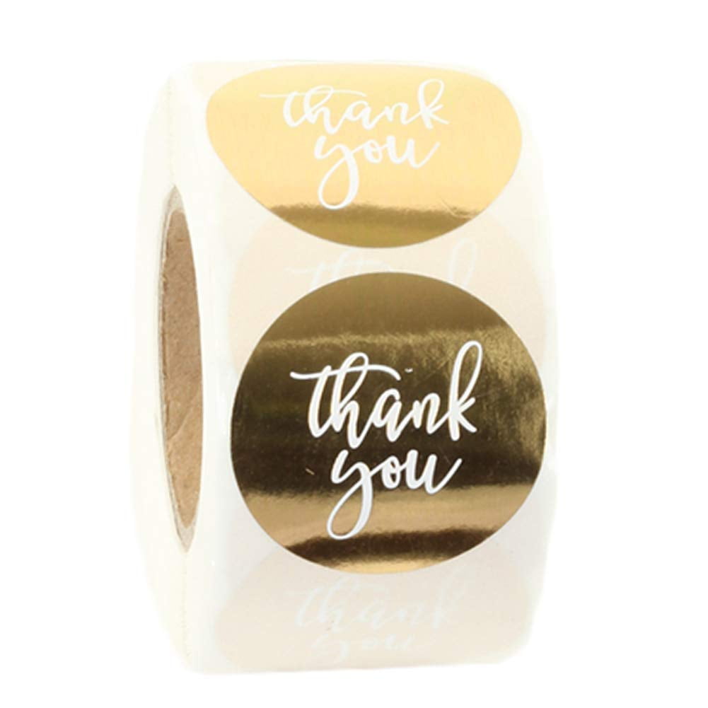 1.5 inch Gold Round thank you stickers Labels Waterproof Stationery Sticker  korean Gold Foil Paper Sealing Label Sticker