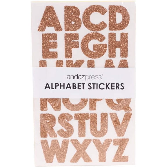 Koyal Wholesale Large Rose Gold Real Glitter Alphabet Sticker Letters, Big 1-Inch Labels, Scrapbooking