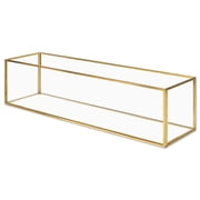 Koyal Wholesale Long Glass Candle Holder Centerpiece Box, 16 x 4 x 4 Gold Centerpiece Tray Decor, Long Table Centerpiece
