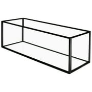 Koyal Wholesale Long Glass Candle Holder Centerpiece Box, Black 12 x 4 x 4 Inches, Centerpiece Tray D cor