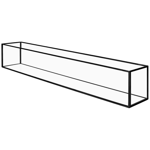 Koyal Wholesale Long Glass Candle Holder Centerpiece Box, Black 24 x 4 x 4 Inches, Centerpiece Tray Décor